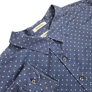 L.L. BEAN Women's Cotton Long Sleeve Blouse Polka Dot Blue White Size XL